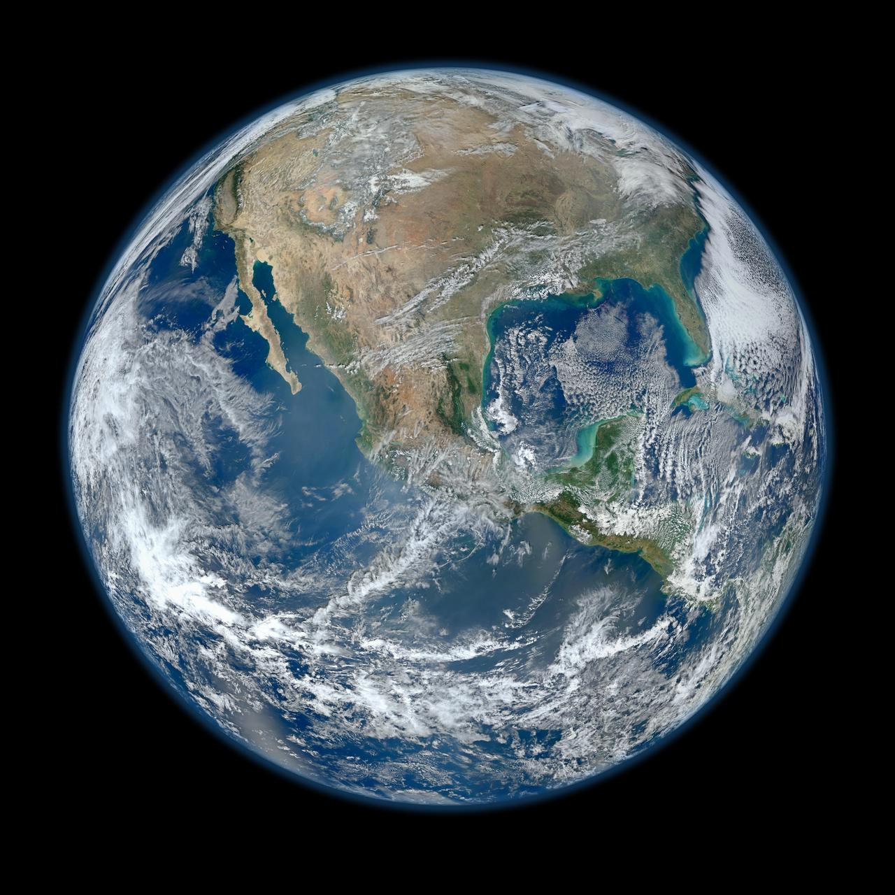 A photograph of Earth from space.