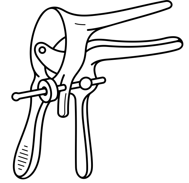 Drawing of a vaginal speculum